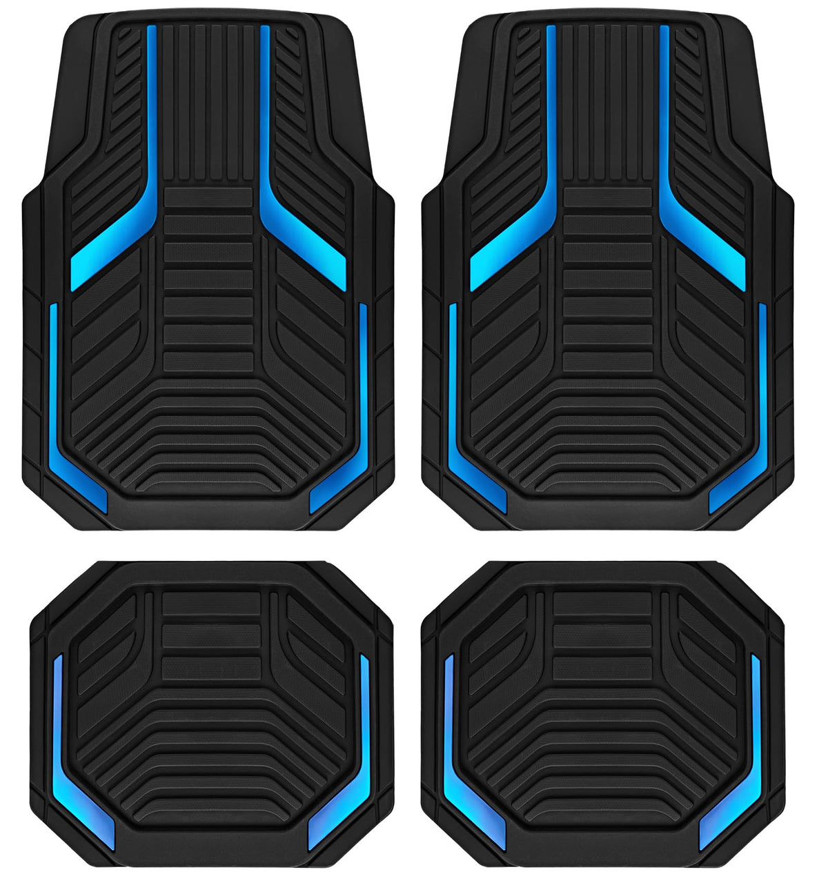 PIC AUTO Heavy Duty Rubber Floor Mats, Purple Aluminum Film Car Mats Set, Front and Rear Car Mats with Anti-Slip Backing, All Weather Protection, Trim-to-Fit for Automotive SUV, Sedan, Van