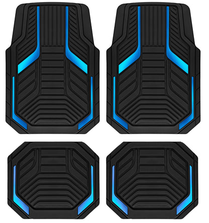 PIC AUTO Heavy Duty Rubber Floor Mats, Purple Aluminum Film Car Mats Set, Front and Rear Car Mats with Anti-Slip Backing, All Weather Protection, Trim-to-Fit for Automotive SUV, Sedan, Van