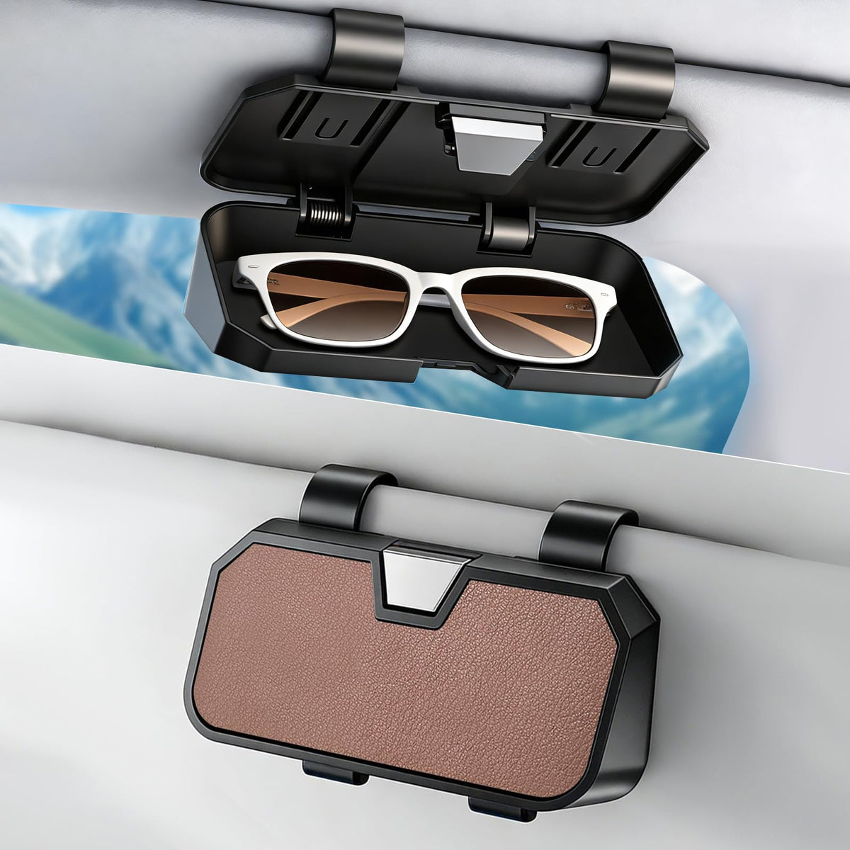 Sunglasses Holder for Car Visor Leather Eyeglasses Organizer Case for BMW X3 X5 X7 X1 3 4 2 5 Series Accessories