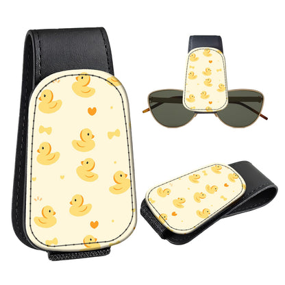 Leather Magnetic Sunglass Holder for Car Sun Visor, Cute Eyeglass Ticket Card Hanger Clip, Universal Auto Interior Accessories for SUV Pickup Truck, Green Camo