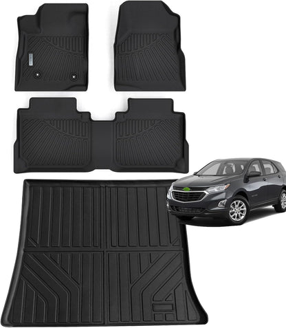 Floor Mats & Trunk Mat for 2012-2017 Chevy Equinox/GMC Terrain,TPE All Weather Protection 2 Rows Car Floor Liners with Cargo Liners for Chevrolet Equinox Accessories