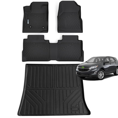 Floor Mats & Trunk Mat for 2012-2017 Chevy Equinox/GMC Terrain,TPE All Weather Protection 2 Rows Car Floor Liners with Cargo Liners for Chevrolet Equinox Accessories