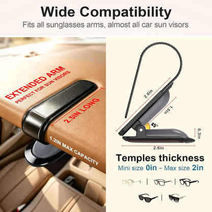 Veharvim Sunglass Holder for Car, 2 Pack, Metal Clip, One-Handed Operation