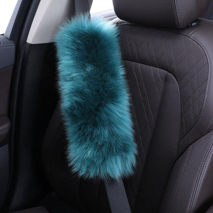 13.4inch 2 Pack Fluffy Sheepskin Seat Belt Cover Pads | Seatbelt Cushions