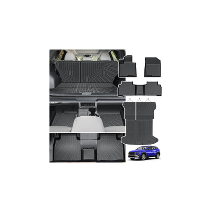 Powerty Floor Mats for 2019-2024 2025 Toyota RAV4 Accessories All Weather Floor Liner 3D TPO 1st & 2nd Row Floor Mat Heavy-Duty Floor Liners(FIT All Models)