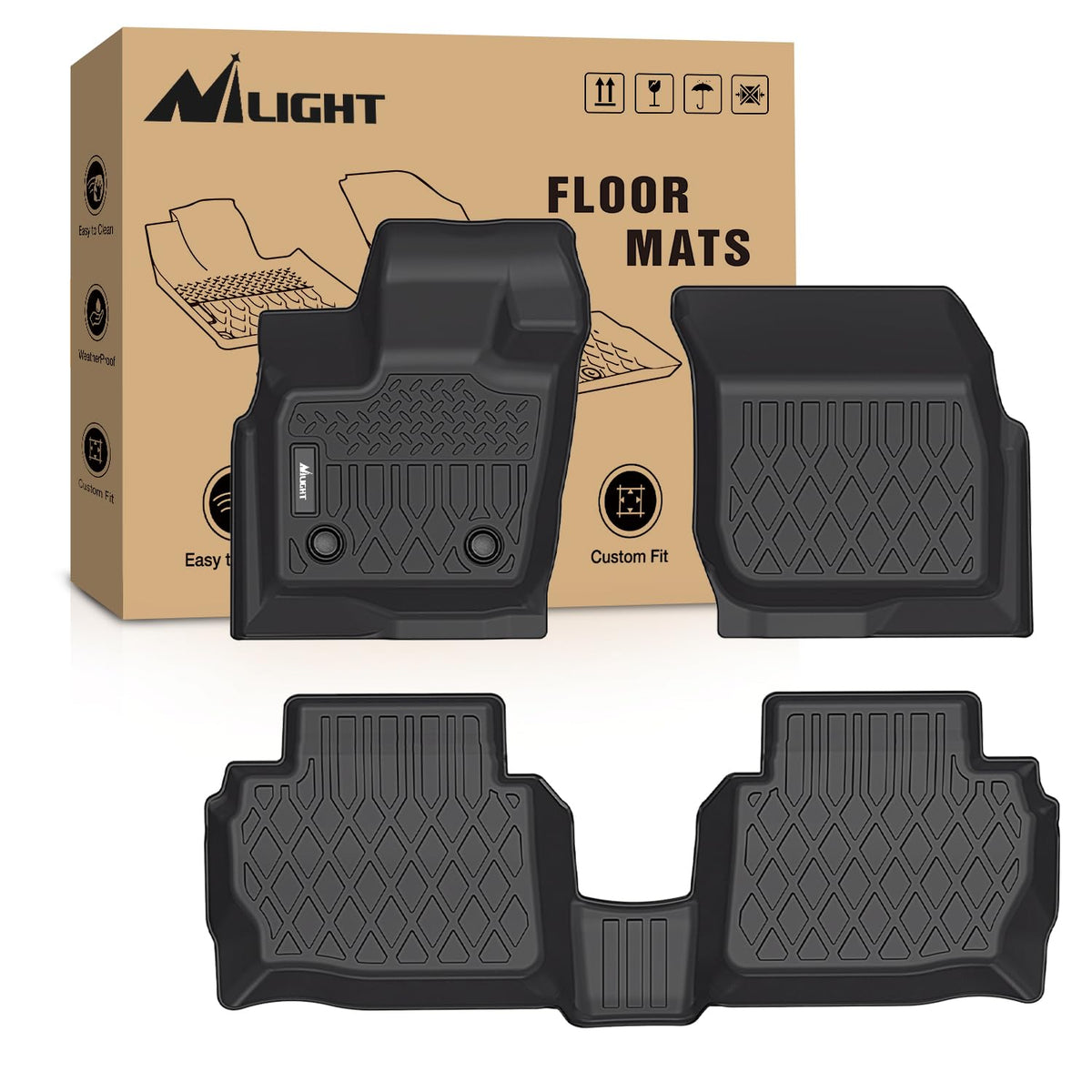 Nilight TPE Floor Mats for Ford F250 F350 F450 Super Duty Crew Cab