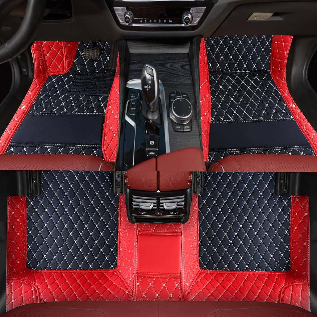 Custom Personalized Floor Mats for Cars，Luxury Full Coverage All Weather Car Floor Mats，Anti-Slip Leather Car Mat Set ，Custom Floor Mats for 99% of Cars, Trucks & SUVs (Pure Black)