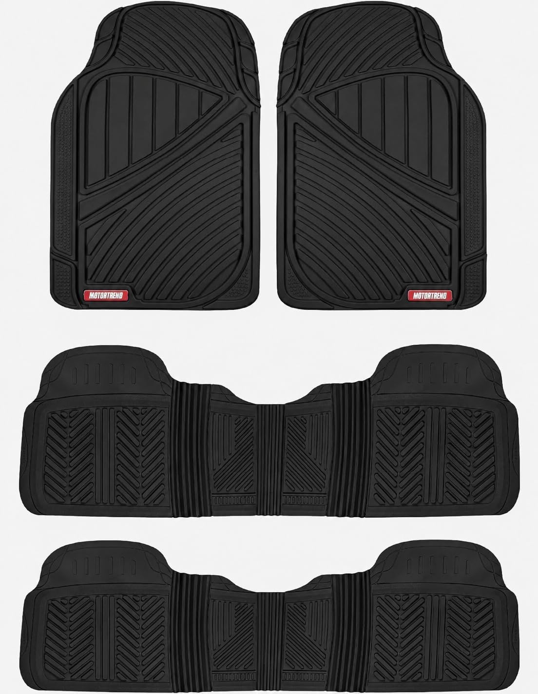 Motor Trend 3 Row Odorless Rubber Floor Mats & Liners for Car SUV Van, Durable Heavy Duty Polymerized Latex Full Interior Protection, Extra-High Ridgeline Design, Black, Model Number: MT-773-801-BK