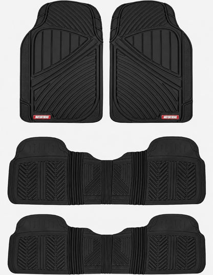 Motor Trend 3 Row Odorless Rubber Floor Mats & Liners for Car SUV Van, Durable Heavy Duty Polymerized Latex Full Interior Protection, Extra-High Ridgeline Design, Black, Model Number: MT-773-801-BK
