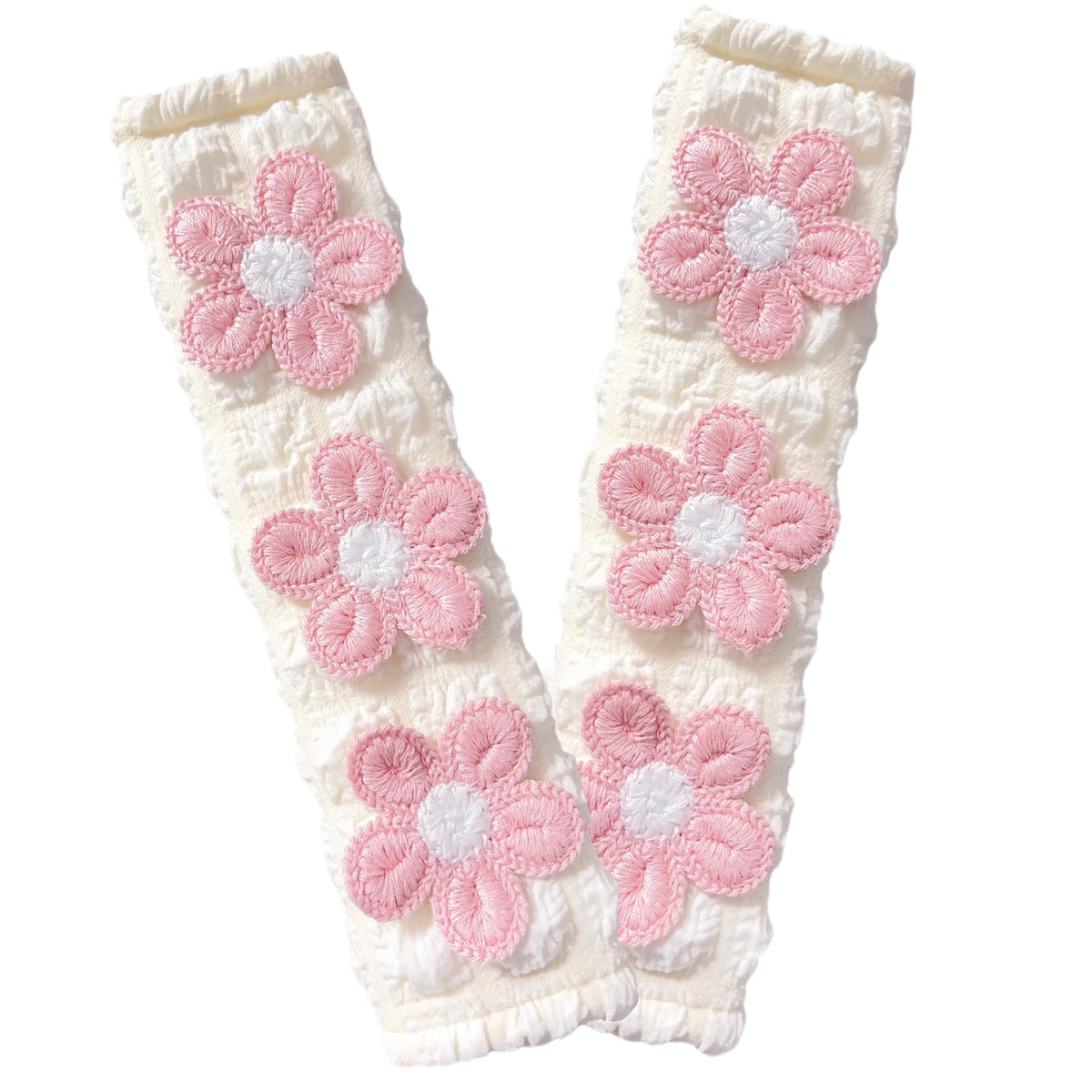 Cute Flower Car Seat Belt Shoulder Pad Cushions (2 in a Pack), Car Accessories Seat Belt Shoulder Strap Protector Universal Cover (White Pink)