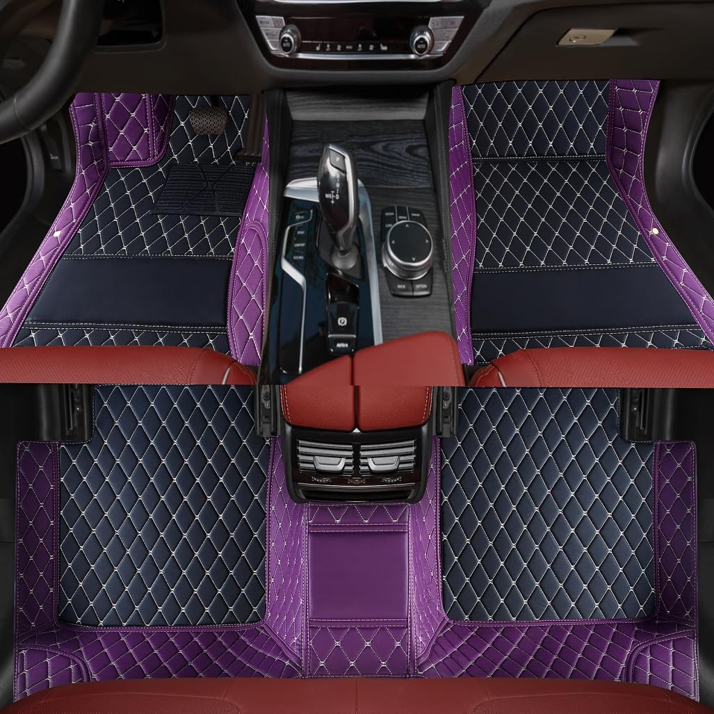 Custom Personalized Floor Mats for Cars，Luxury Full Coverage All Weather Car Floor Mats，Anti-Slip Leather Car Mat Set ，Custom Floor Mats for 99% of Cars, Trucks & SUVs (Pure Black)