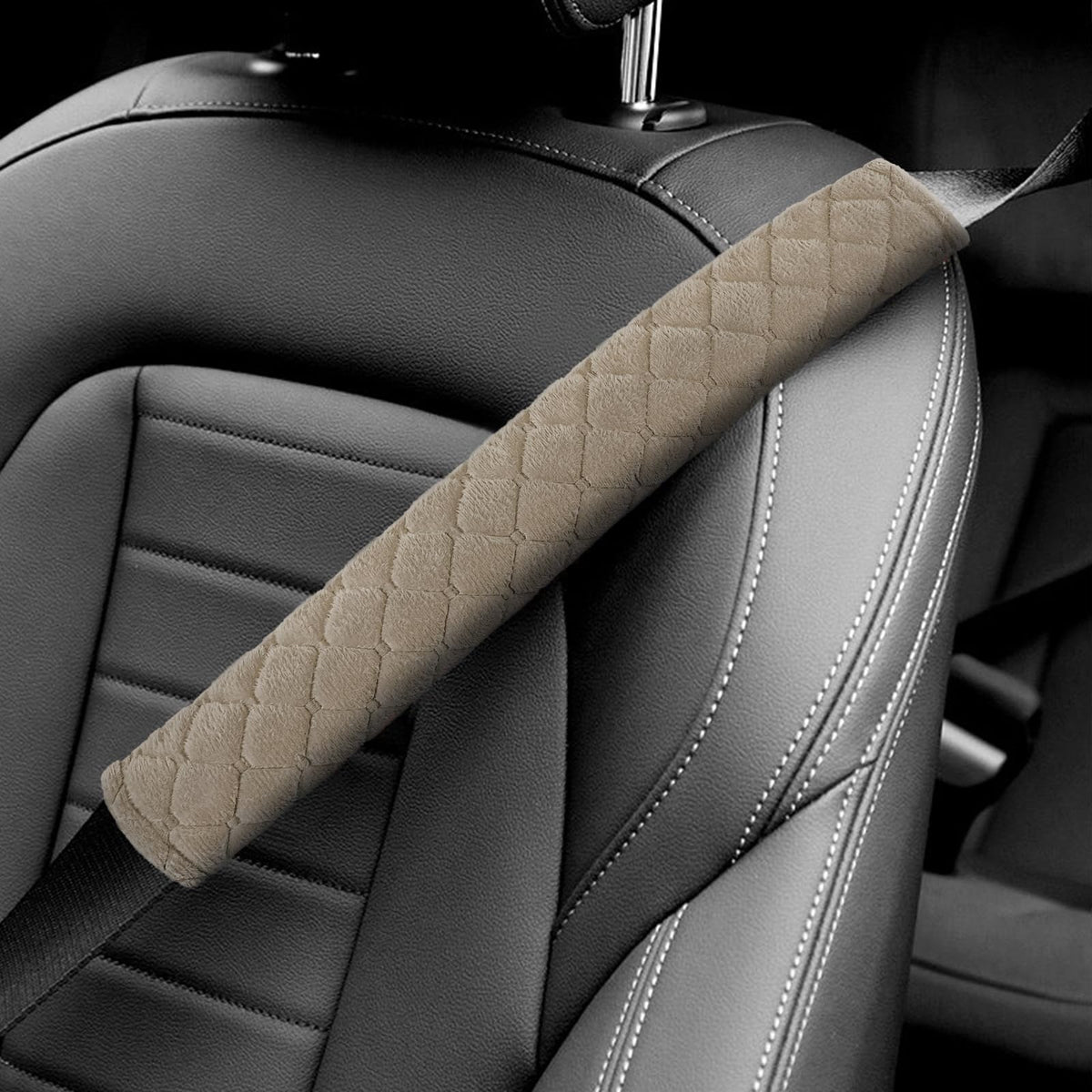 surpassme Car Seat Belt Pads Cover, 2PCS 15in Extra Length Seat Belt Shoulder Strap Covers Protector to Release Stress to Neck and Shoulder for a Safety Driving (Black)