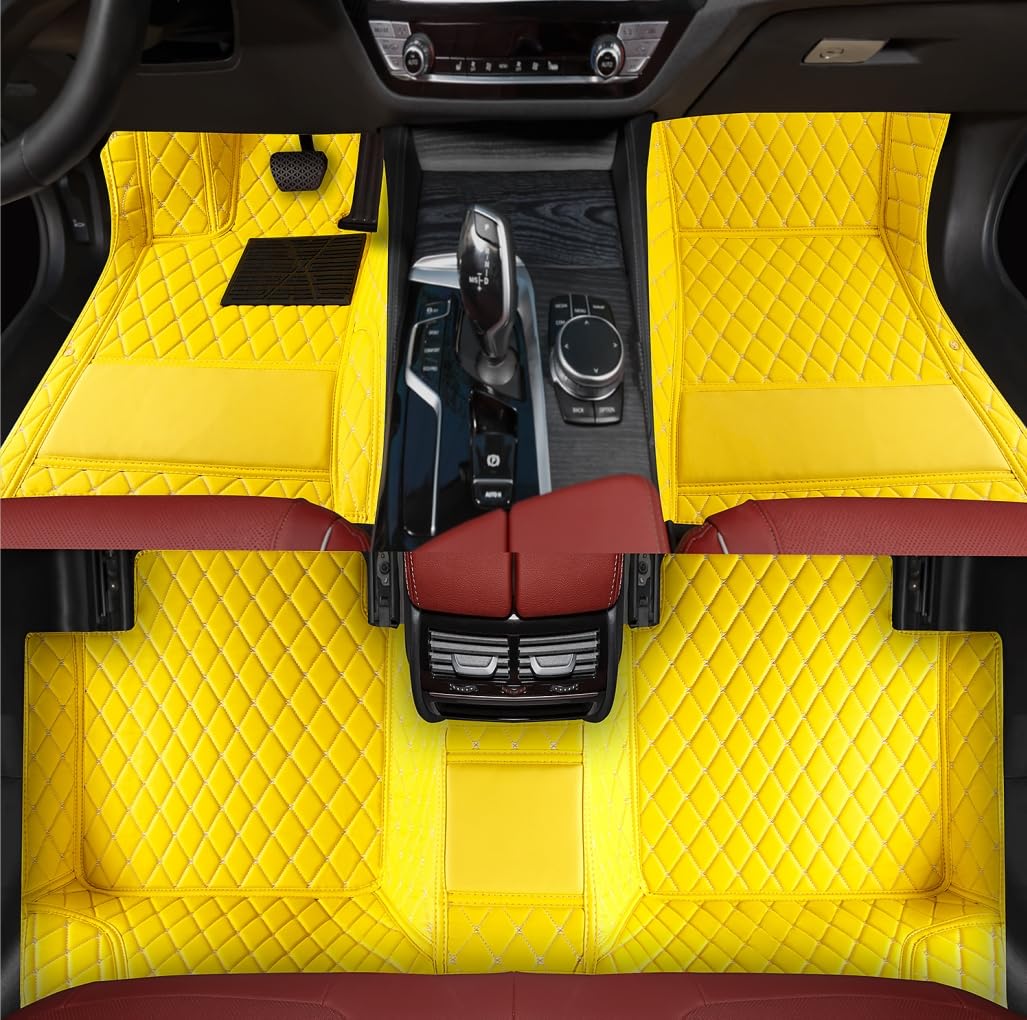 Custom Personalized Floor Mats for Cars，Luxury Full Coverage All Weather Car Floor Mats，Anti-Slip Leather Car Mat Set ，Custom Floor Mats for 99% of Cars, Trucks & SUVs (Pure Black)