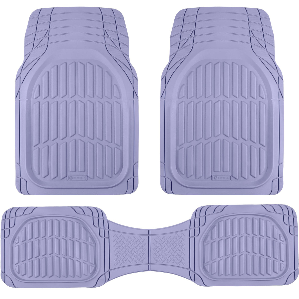 Carbella FlexTough LITE Rubber Car Mats Full Set - All Weather Floor Mats for Trucks, Cars & SUVs - Automotive Waterproof Blue Car Floor Mats for Cars Interior Accessories Universal Trim-to-Fit