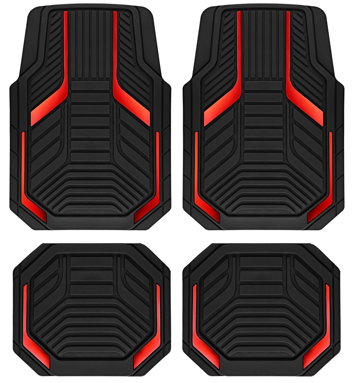 PIC AUTO Heavy Duty Rubber Floor Mats, Purple Aluminum Film Car Mats Set, Front and Rear Car Mats with Anti-Slip Backing, All Weather Protection, Trim-to-Fit for Automotive SUV, Sedan, Van