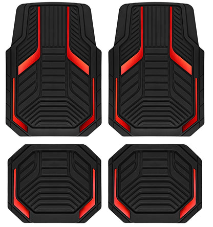 PIC AUTO Heavy Duty Rubber Floor Mats, Purple Aluminum Film Car Mats Set, Front and Rear Car Mats with Anti-Slip Backing, All Weather Protection, Trim-to-Fit for Automotive SUV, Sedan, Van