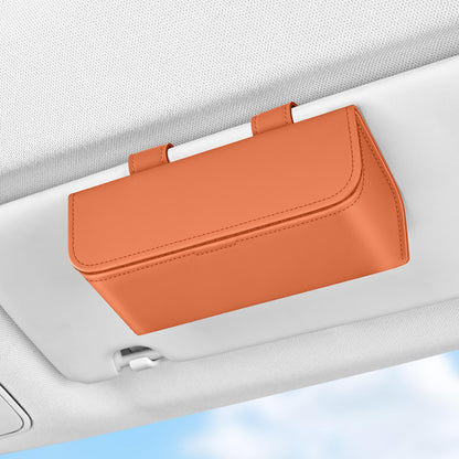 Magnetic Sunglasses Holder for Car Visor, PU Leather Clip, Black
