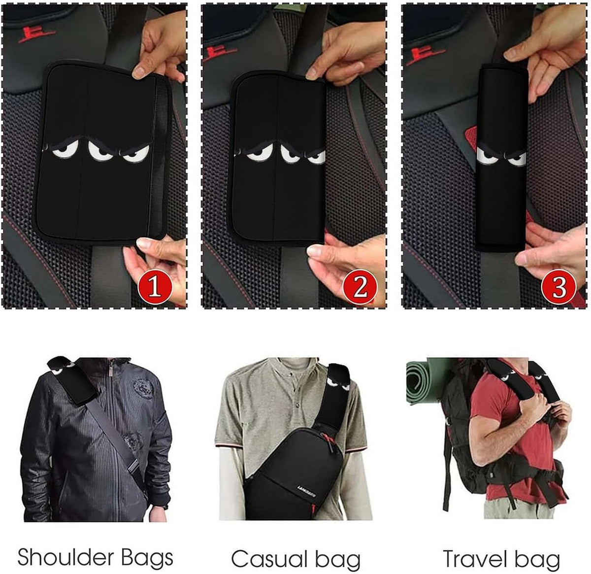 Evil Eye Angry Car Seat Neck Cover Seatbelt Shoulder Strap Pad Car Accessories Shoulder Protector for Car Seat Belt Harness Covers 2 Pack