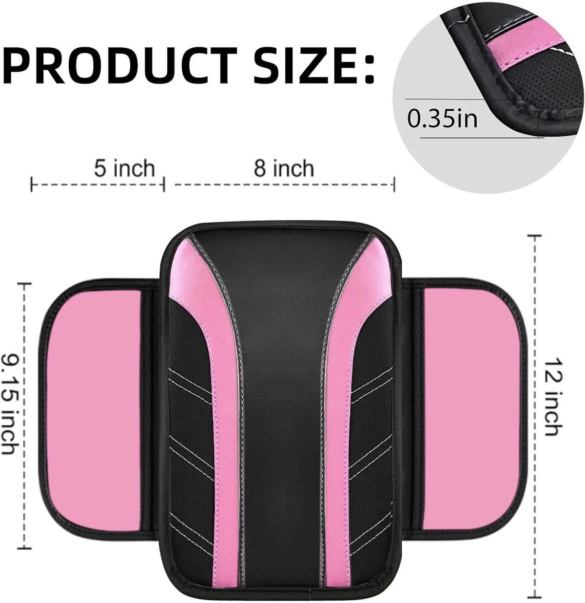 NBTEPEM 6 Pcs Pink Steering Wheel Cover Set, Sport Microfiber Leather Steering Wheel Cover 14.5-15inch Universal, Car Center Console Cover, Seat Belt Cushion, Cup Coasters, Pink Car Accessories Set