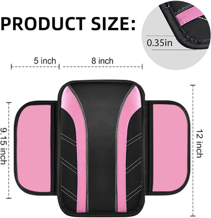 NBTEPEM 6 Pcs Pink Steering Wheel Cover Set, Sport Microfiber Leather Steering Wheel Cover 14.5-15inch Universal, Car Center Console Cover, Seat Belt Cushion, Cup Coasters, Pink Car Accessories Set