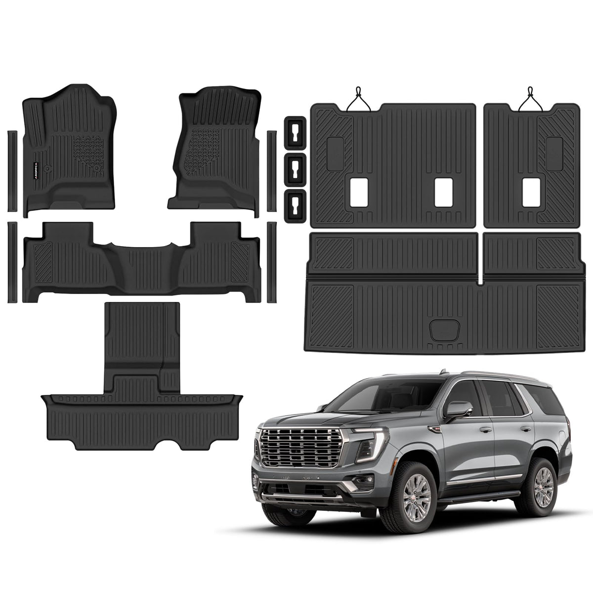 All Weather Floor Mats Full Sets for 2015-2020 Chevy Chevrolet Suburban