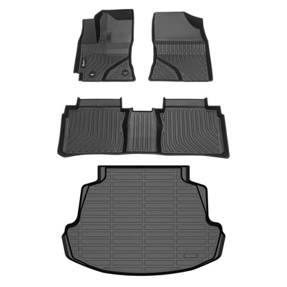 Floor Mats Custom for Toyota Corolla 2009-2013 All Weather Protection TPE Heavy Duty Non-Slip Automotive Floor Liners Fits Front& 2nd Row Full Set Accessories, Black