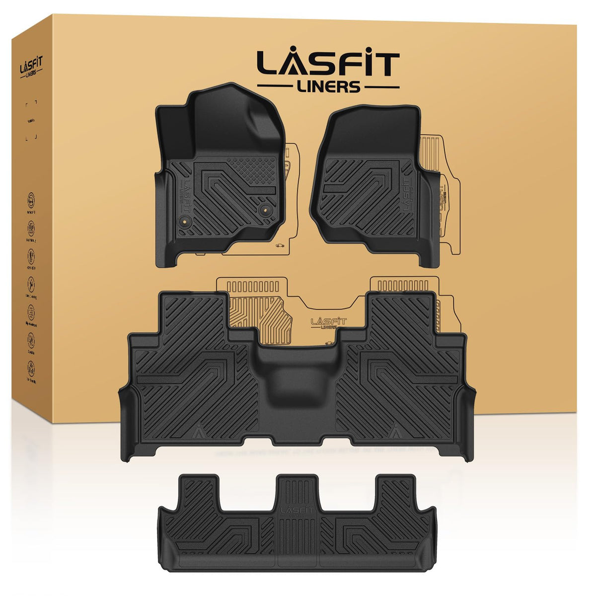 LASFIT Floor Mats for Ford F250 F350 F450 1999-2007 Crew Cab Carpet Floor