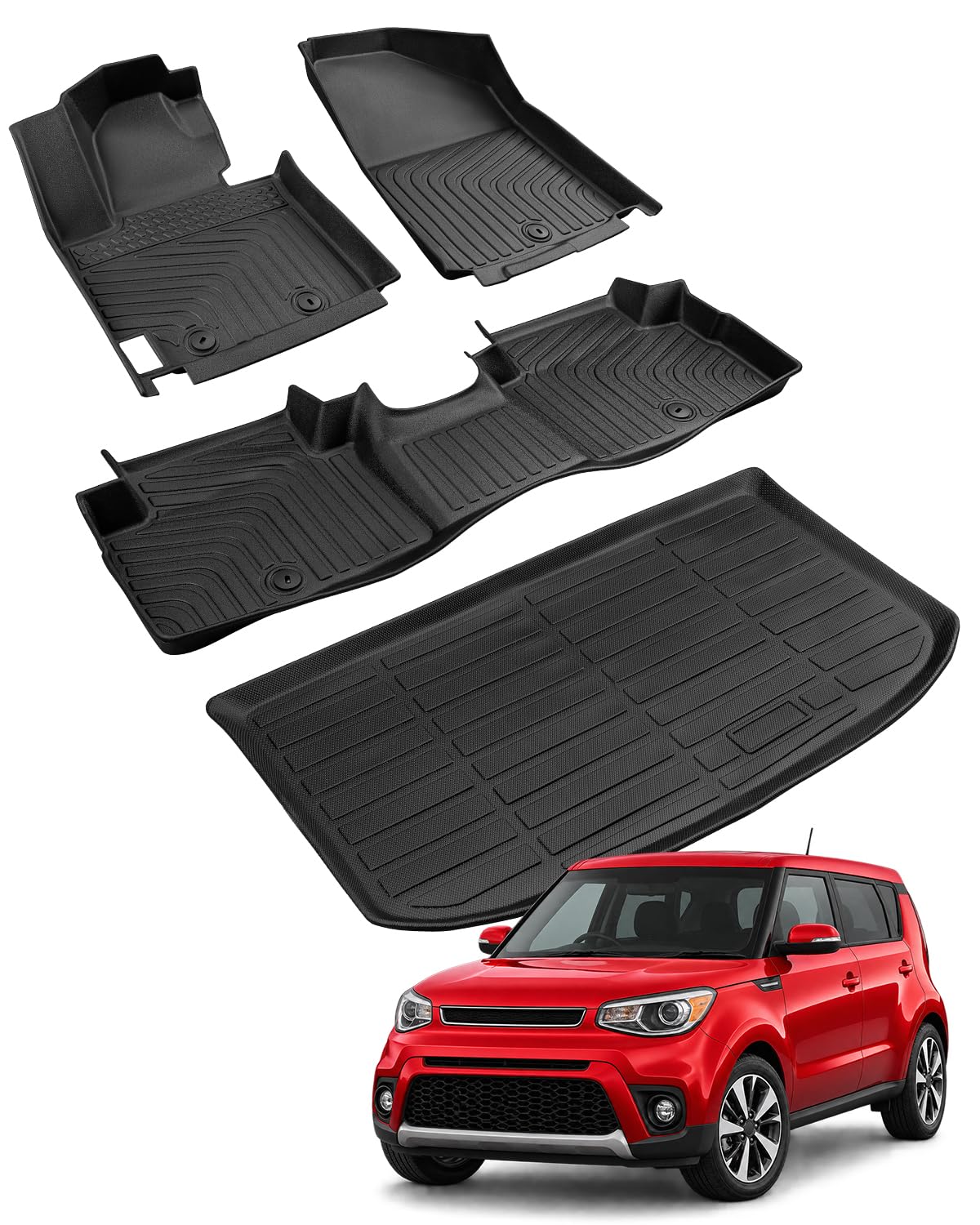 Car Floor Mats for Toyota Prius 2010-2015, 4PCS TPE Car Mats & Trunk Liner
