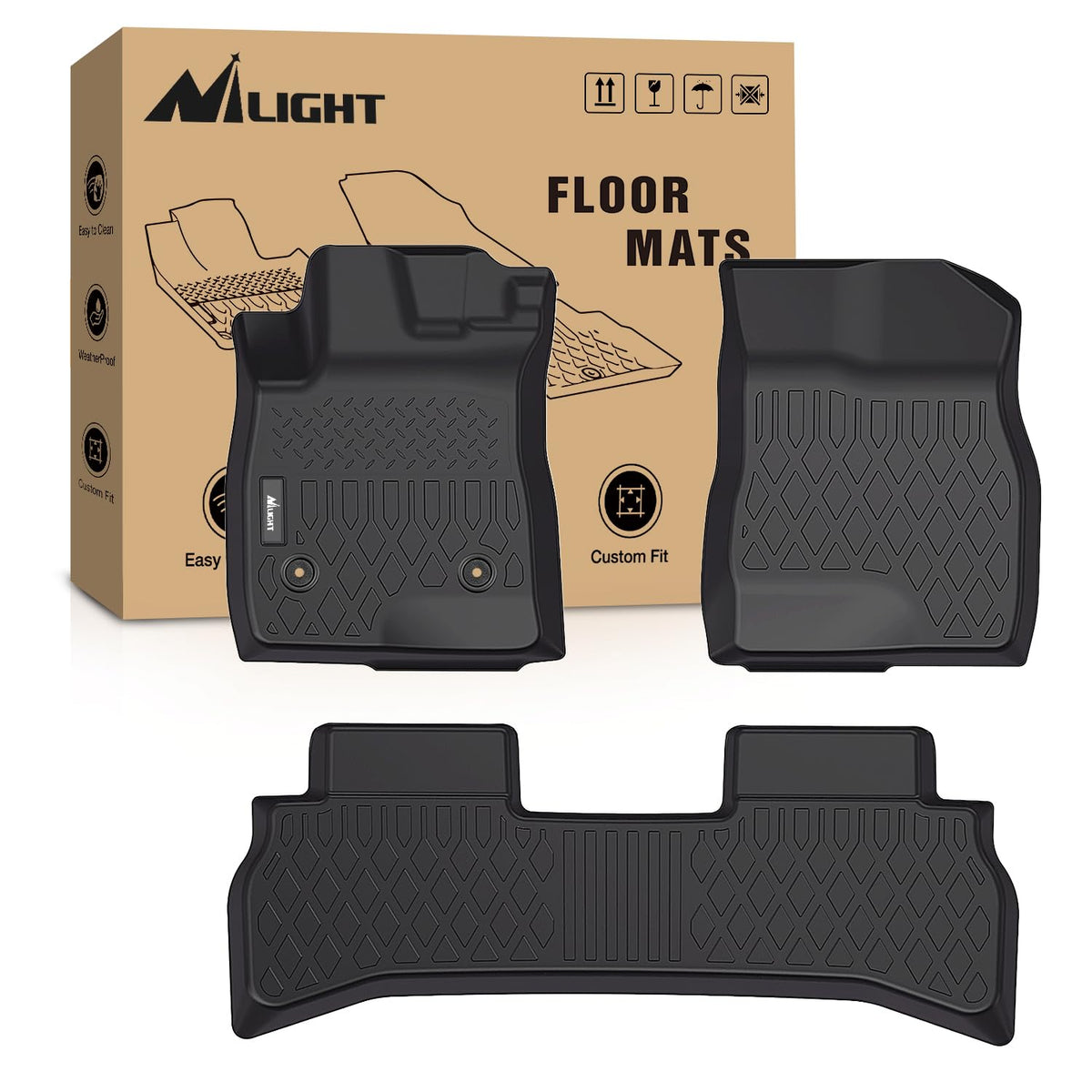 Nilight TPE Floor Mats for Chevy Silverado GMC Sierra Extended Cab