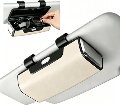 Car Eyeglasses Storage Case,Beige Anti-Scratch Sunglasses Holder