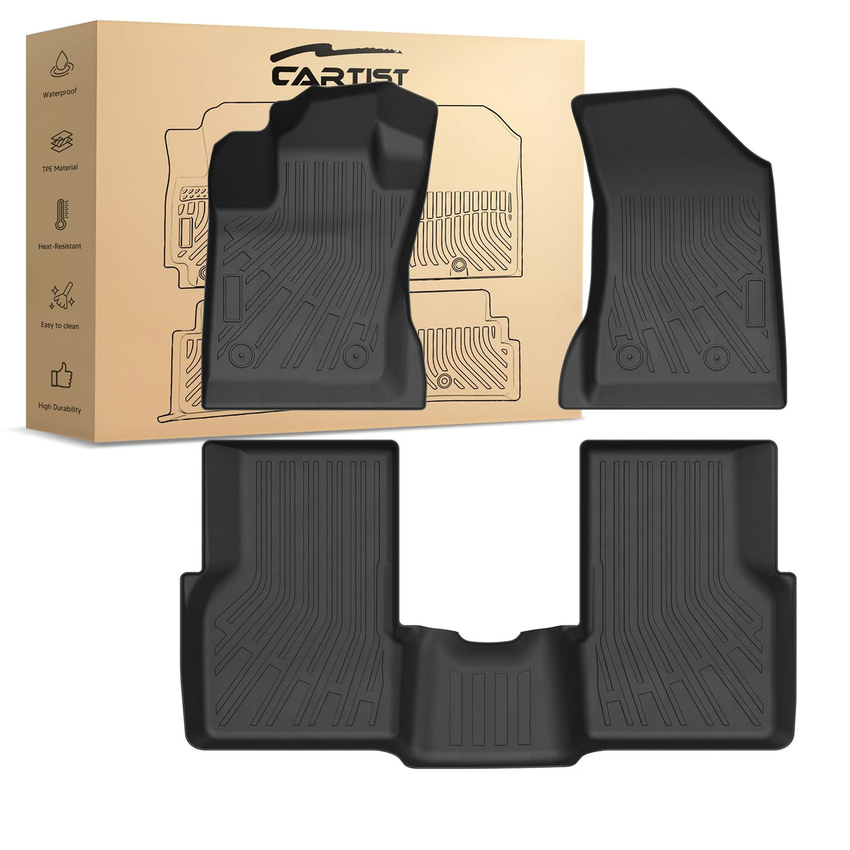 Cartist Floor Mats Fit for Honda HR-V HRV 2023 2024 2025 2026 (Include Hybrid) All Weather Floor Liners Front & 2nd Row Floor Mat for HRV Heavy Duty