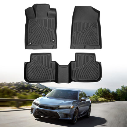 Powerty Floor Mats for 2019-2024 2025 Toyota RAV4 Accessories All Weather Floor Liner 3D TPO 1st & 2nd Row Floor Mat Heavy-Duty Floor Liners(FIT All Models)