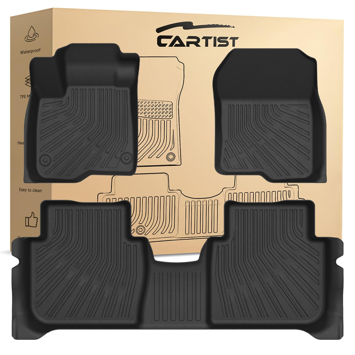 Cartist Floor Mats Fit for Honda HR-V HRV 2023 2024 2025 2026 (Include Hybrid) All Weather Floor Liners Front & 2nd Row Floor Mat for HRV Heavy Duty