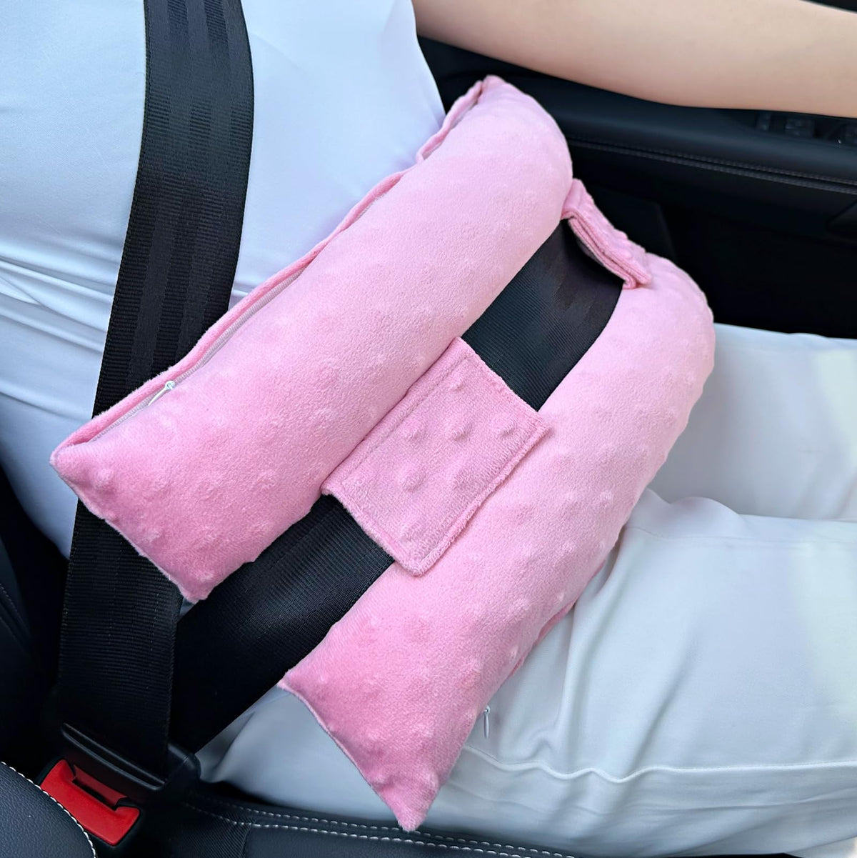 Hysterectomy Seatbelt Pillow for Post Surgery, Hysterectomy Recovery Must Have, Abdominal Pillows with Ice/Hot Pocket Tummy Tuck Cushions Seat Belt Padding Protectors, Minky Dot Denim Blue