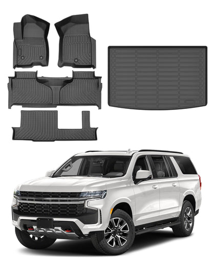 Powerty Floor Mats for 2019-2024 2025 Toyota RAV4 Accessories All Weather Floor Liner 3D TPO 1st & 2nd Row Floor Mat Heavy-Duty Floor Liners(FIT All Models)