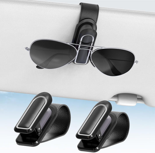 Veharvim Sunglass Holder for Car, 2 Pack, Secure Metal Clip