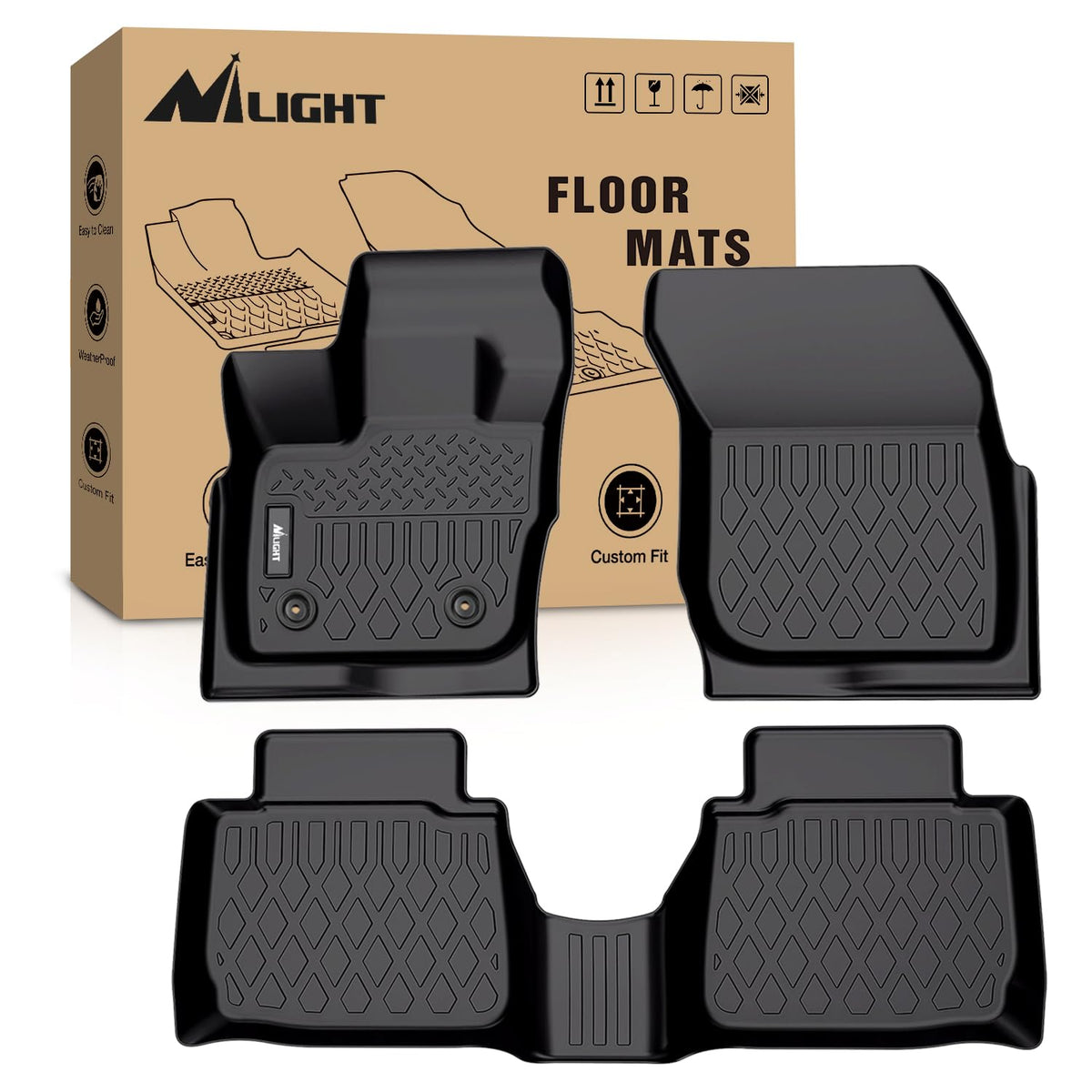 Nilight TPE Floor Mats for Ford F250 F350 F450 Super Duty Crew Cab
