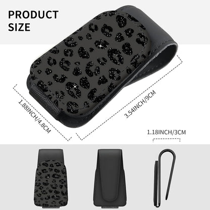 Sunglasses Holder for Car Visor, PU Leather Glasses Clip Organizer, Cute Magnetic Eyeglass Holder for Vehicle Sun Visor, Car Interior Accessory for Women & Men Black Sparkle Leopard