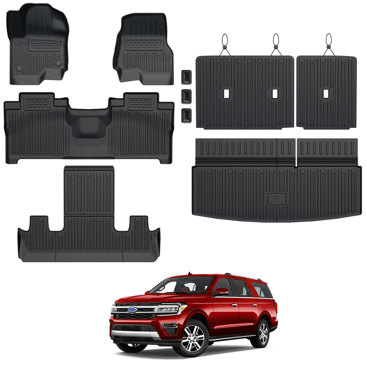 Floor Mats for 2018-2024 Ford Expedition 7-Seat Accessories