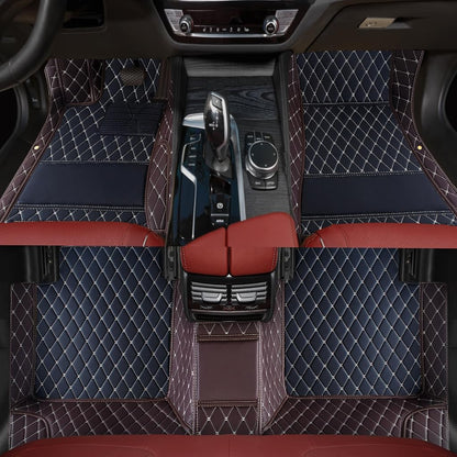 Custom Personalized Floor Mats for Cars，Luxury Full Coverage All Weather Car Floor Mats，Anti-Slip Leather Car Mat Set ，Custom Floor Mats for 99% of Cars, Trucks & SUVs (Pure Black)