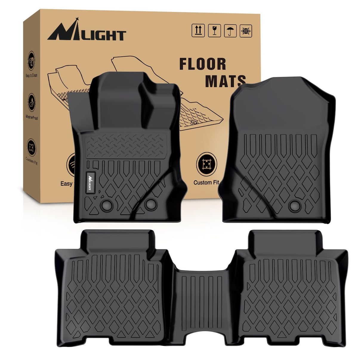 Nilight TPE Floor Mats for Ford F250 F350 F450 Super Duty Crew Cab