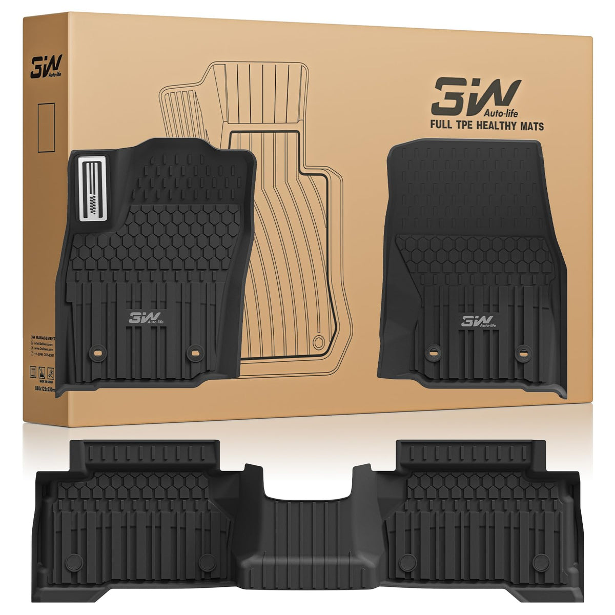 3W Floor Mats for Chevrolet Chevy Colorado/GMC Canyon Crew Cab 2023-2026