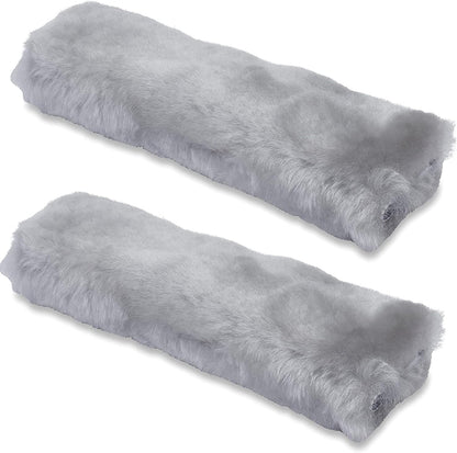 Andalus Brands 2 Pack Genuine Merino Wool Sheepskin Seat Belt Cover – Soft Shoulder Pad, Neck Cushion Protector – Authentic Car Accessories (Pearl)