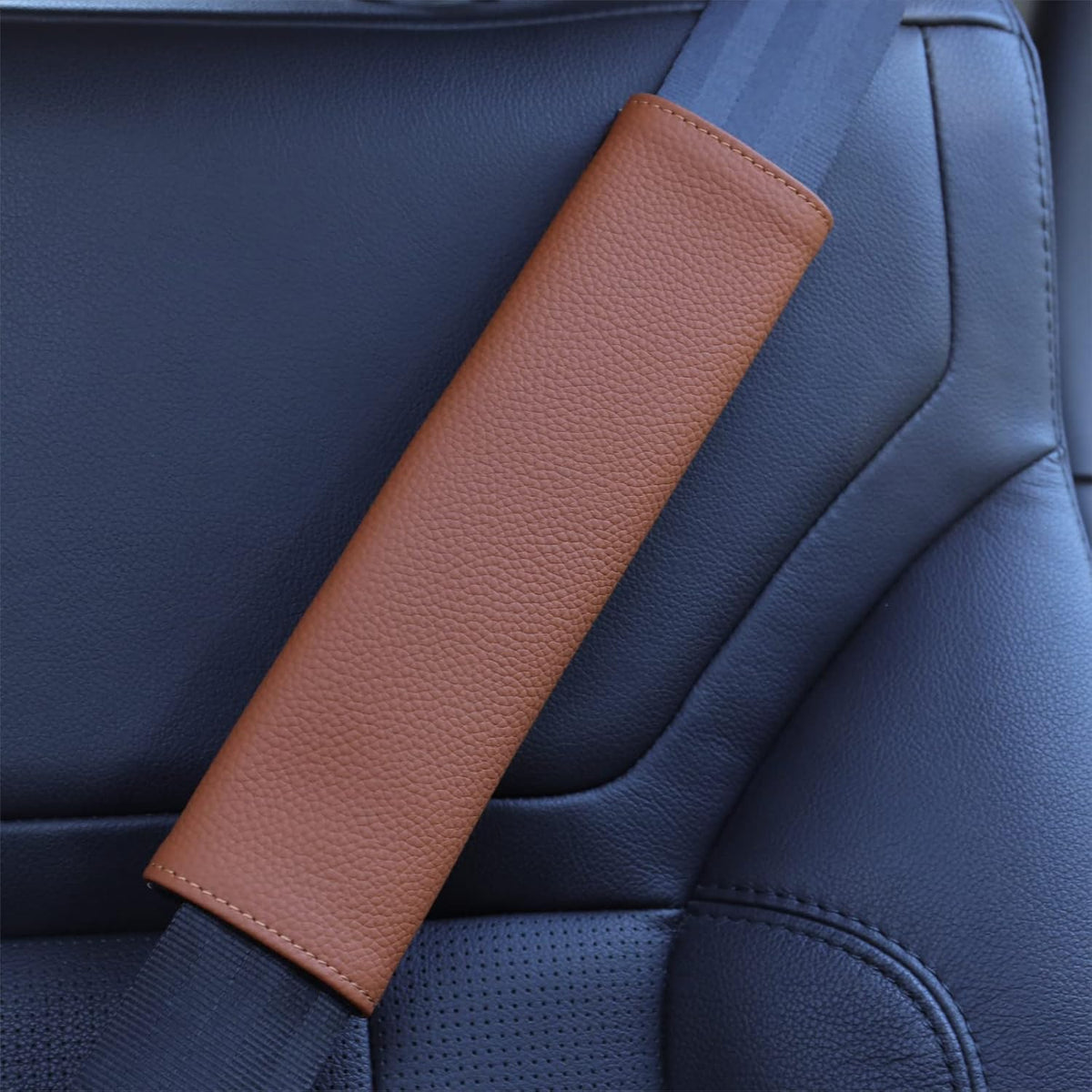 Car Seat Belt Covers for Adults Soft Leather Safety Seatbelt Shoulder Pad Neck Cushion Protector Comfortable Driving Car Accessories Truck SUV Airplane Backpack (SC01Brown-9in-2Pack)