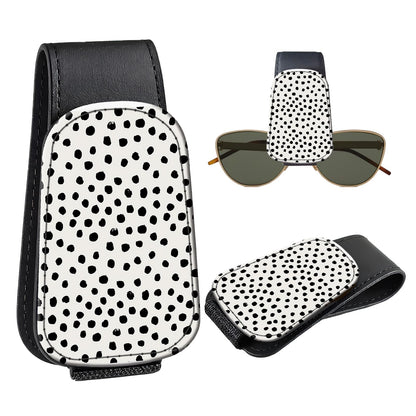 Leather Magnetic Sunglass Holder for Car Sun Visor, Cute Eyeglass Ticket Card Hanger Clip, Universal Auto Interior Accessories for SUV Pickup Truck, Beige Flower