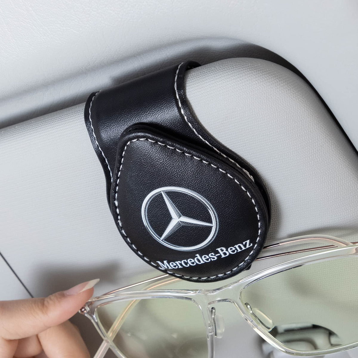 Car Sunglass Holder, Eyeglass Holder Fit BMW X1 X3 X7 X5 X6 1 3 5 6 Series Z4 7 M Series, Sunglass Hanger Mount for Car Sun Visor, Interior Accessories, Black