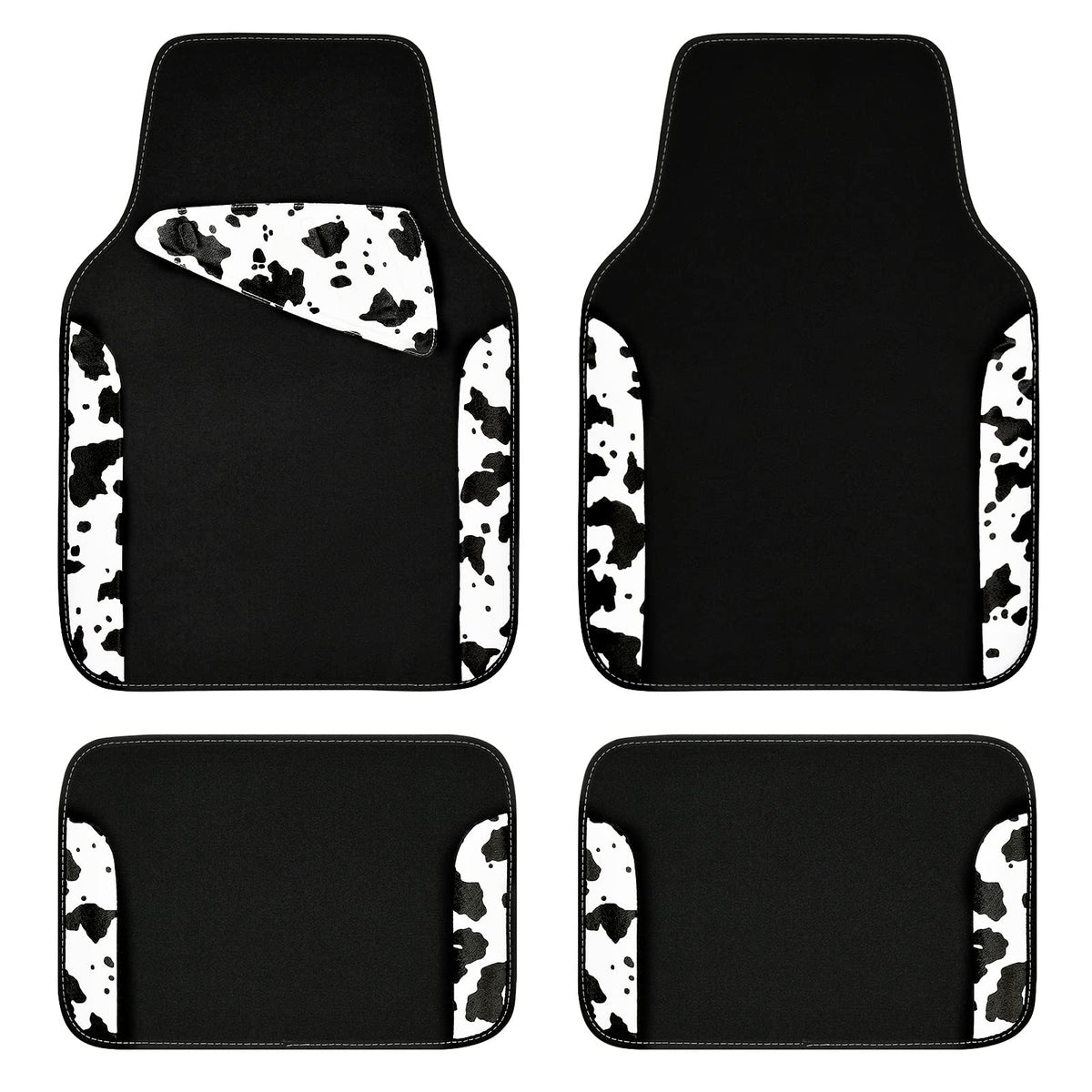 CAR PASS Waterproof Universal Car Floor Mats, Leopard Print Car Mats Fit for SUV,Vans,sedans, Trucks,Set of 4pcs Car Carpet with Driver Heel Pad and Nibs Backing, Leopard Car Accessories Gray Leopard