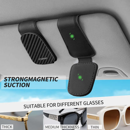 T-carbon 2 Pack Sunglass Holder for Car Sun Visor