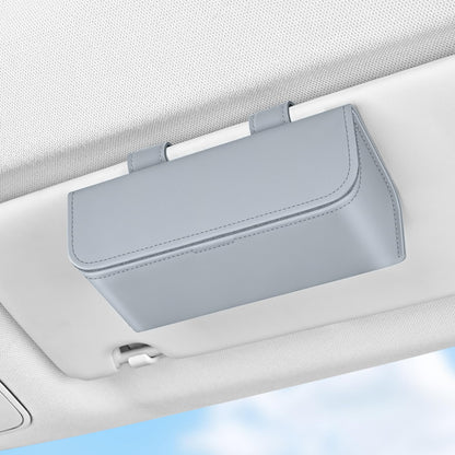 Magnetic Sunglasses Holder for Car Visor, PU Leather Clip, Black