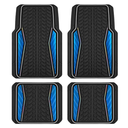PIC AUTO Car Floor Mats, Pink Aluminum-Molded with Full-Circle Iridescent Inlay Strip Car Mats, Universal-Fit Rubber Mats for Cars, Trucks & SUVs, All-Weather, Non-Slip, Easy-to-Clean Interior Mats